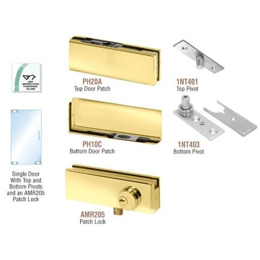 Polished Brass North American Patch Door Kit with Lock - Sleek and Secure Design