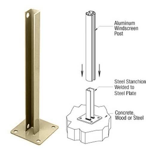 CRL Matte Bronze AWS Steel Stanchion for 90° Corner Posts - Durable & Stylish Design