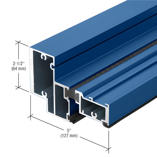 Blue aluminum extruded profile (6063-T5), architectural section with gasket, 2-1/2" x 5" - SKU BT86771