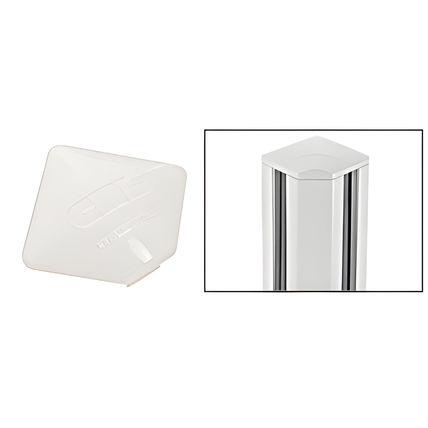 PC9SW Sky White aluminum rectangular post top cap for CRL railing systems, slip-in design, shown mounted on post.