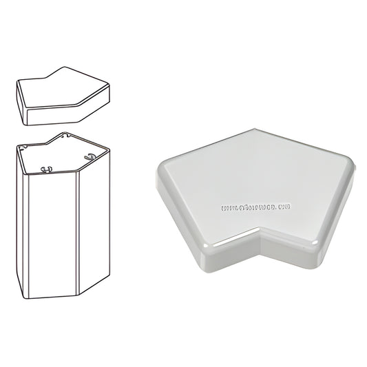 Silver metallic aluminum 135 pentagon post cap for CRL 100 Series vertical posts, SKU PC45S.