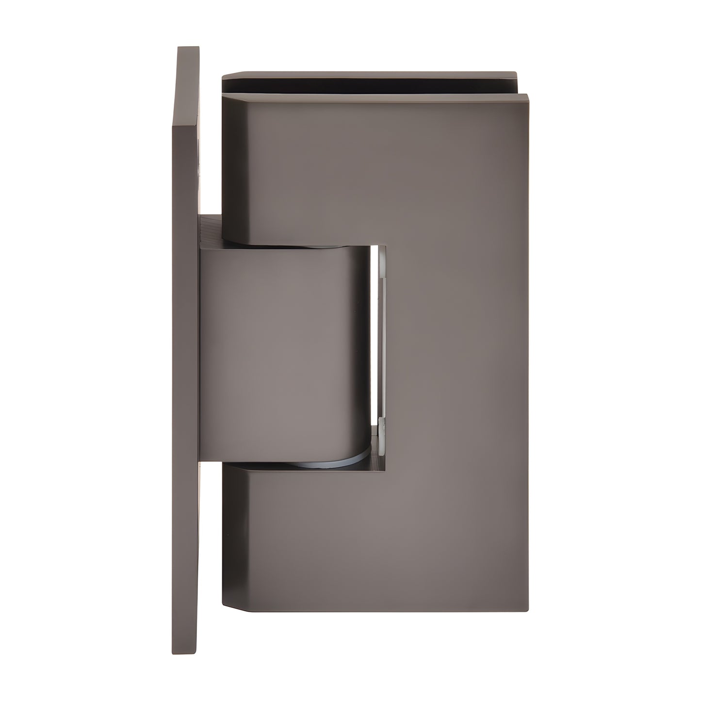 Vienna adjustable shower hinge, matte gun metal brass, full back plate for 1/2" tempered glass - SKU V1E337MGM