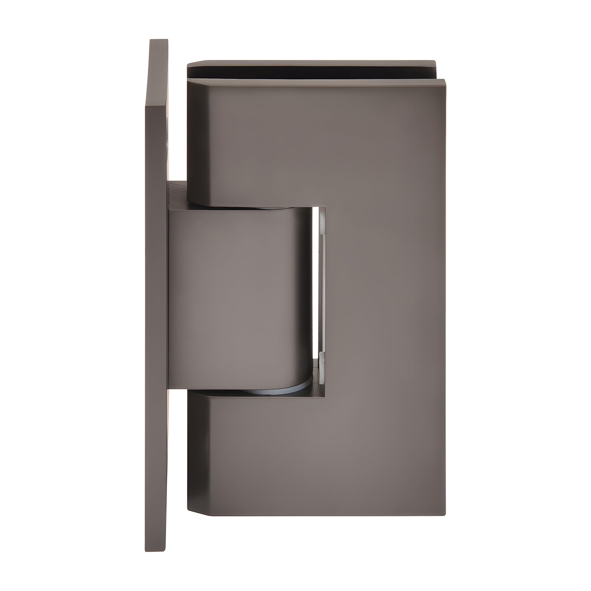 Vienna adjustable shower hinge, matte gun metal brass, full back plate for 1/2" tempered glass - SKU V1E337MGM
