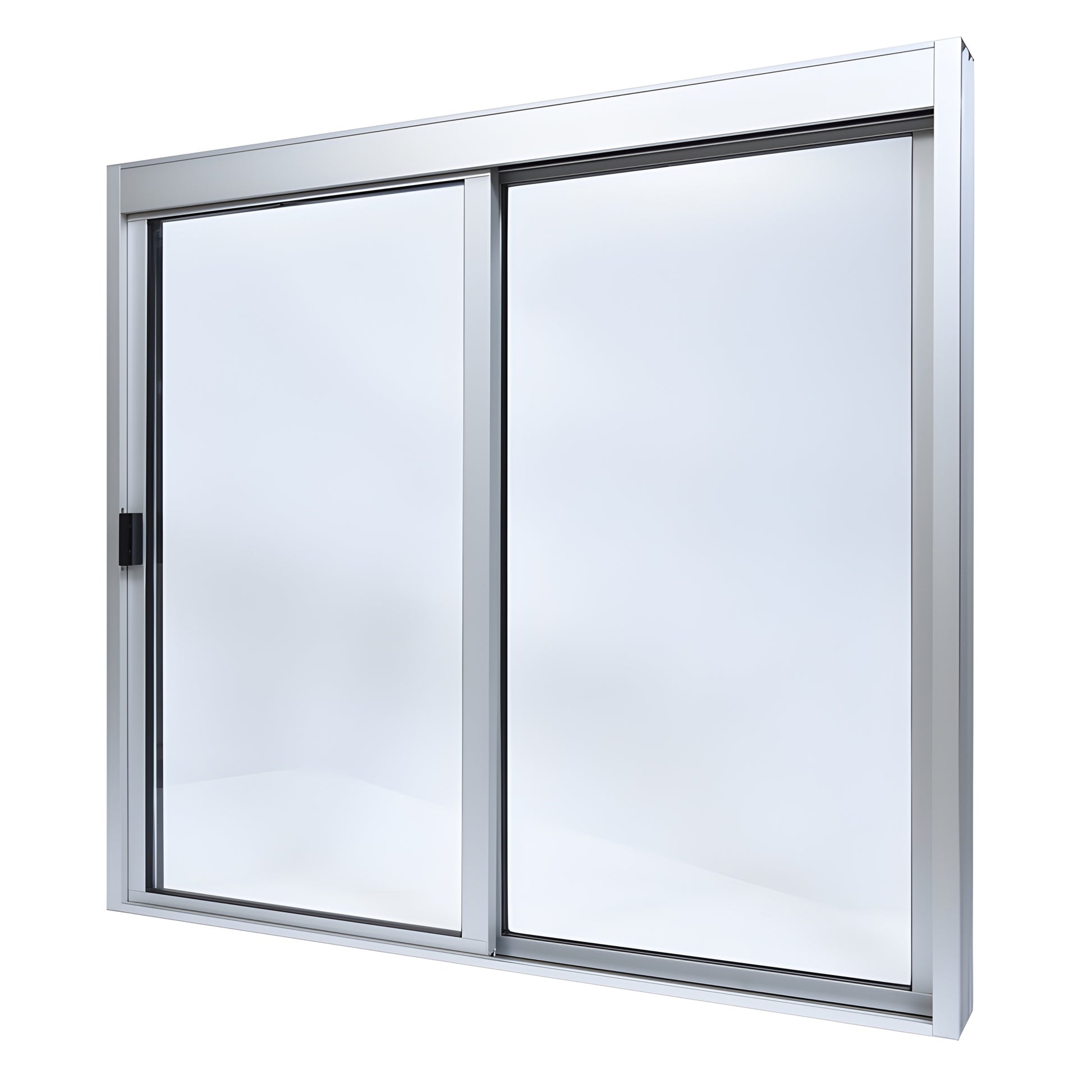 DW4848X0GA satin anodized 48x48 XO sliding service window, aluminum frame with 1/4" clear tempered glass.