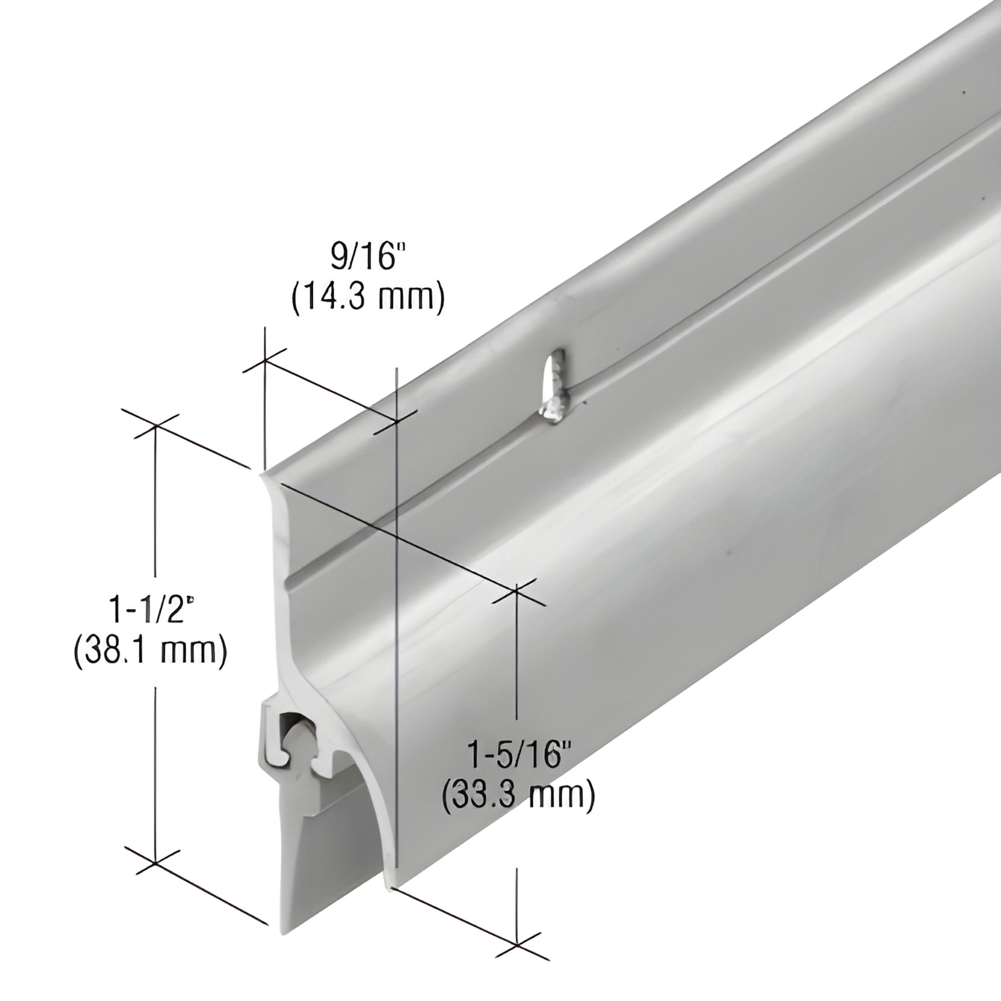Aluminum 36-inch extruded door rain drip with vinyl seal and deflector fin, 1-1/2" H - SKU 152VA36