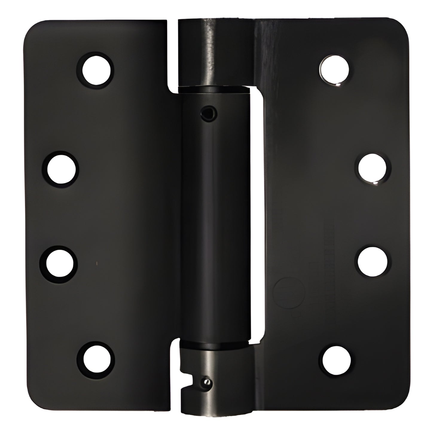 Antique oil-rubbed bronze 4x4 heavy-duty spring hinge (SKU S4410B) with 1/4 radius corners.