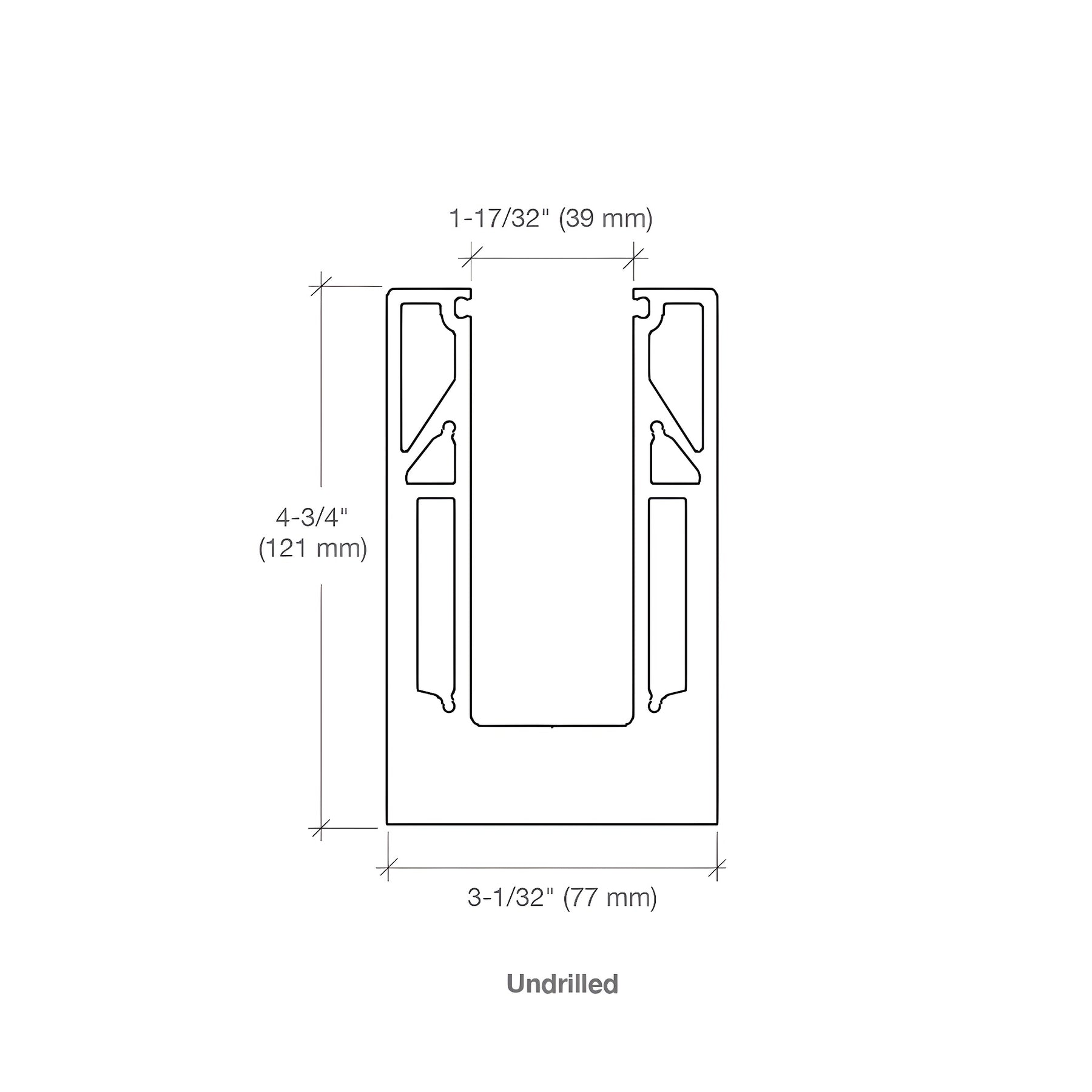 CRL 9BL Series Mill 118-1/8" Square Base Shoe Undrilled for 11/16" Glass