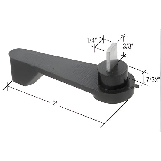 Black plastic CRL latch lever for Arcadia doors, 2" length, 3/8" spindle - replacement SKU E2191