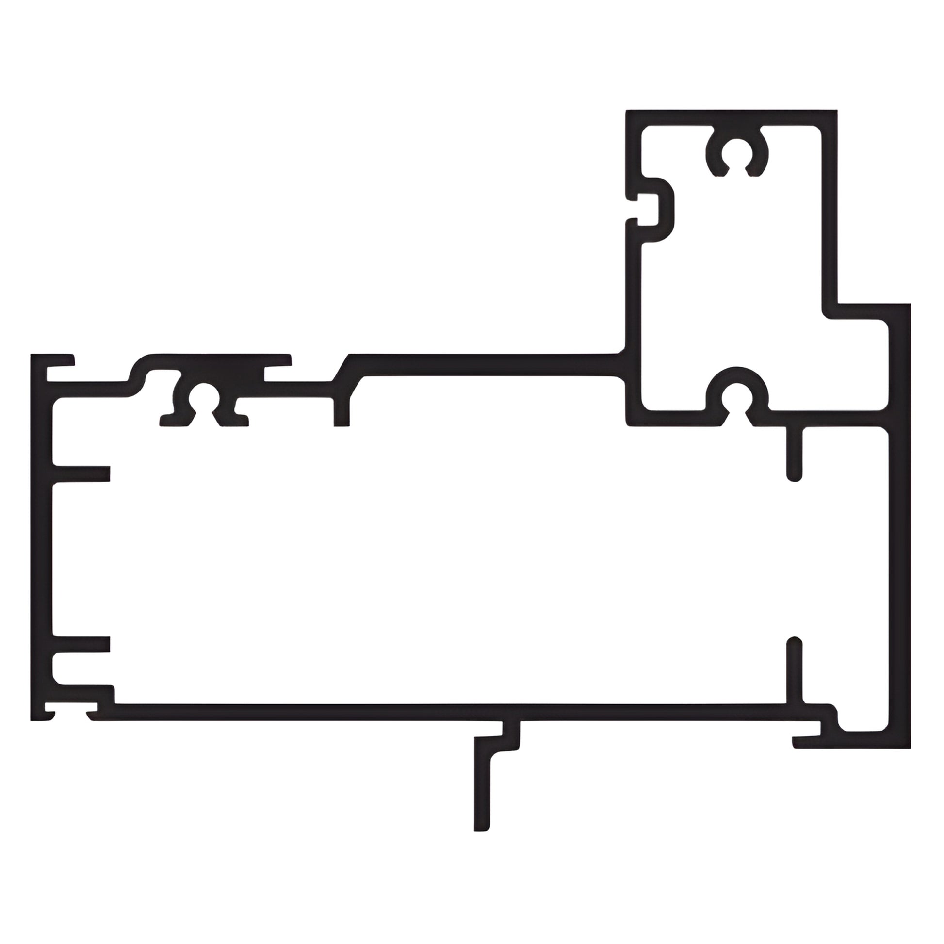 Cross-section of SKU 1G67722 black bronze anodized 6063-T5 aluminum architectural extrusion profile