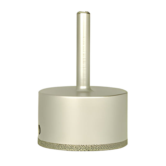 EDD214 diamond-plated 2-1/4" core drill bit with 3/8" reduced round shank, smooth rim for glass and tile