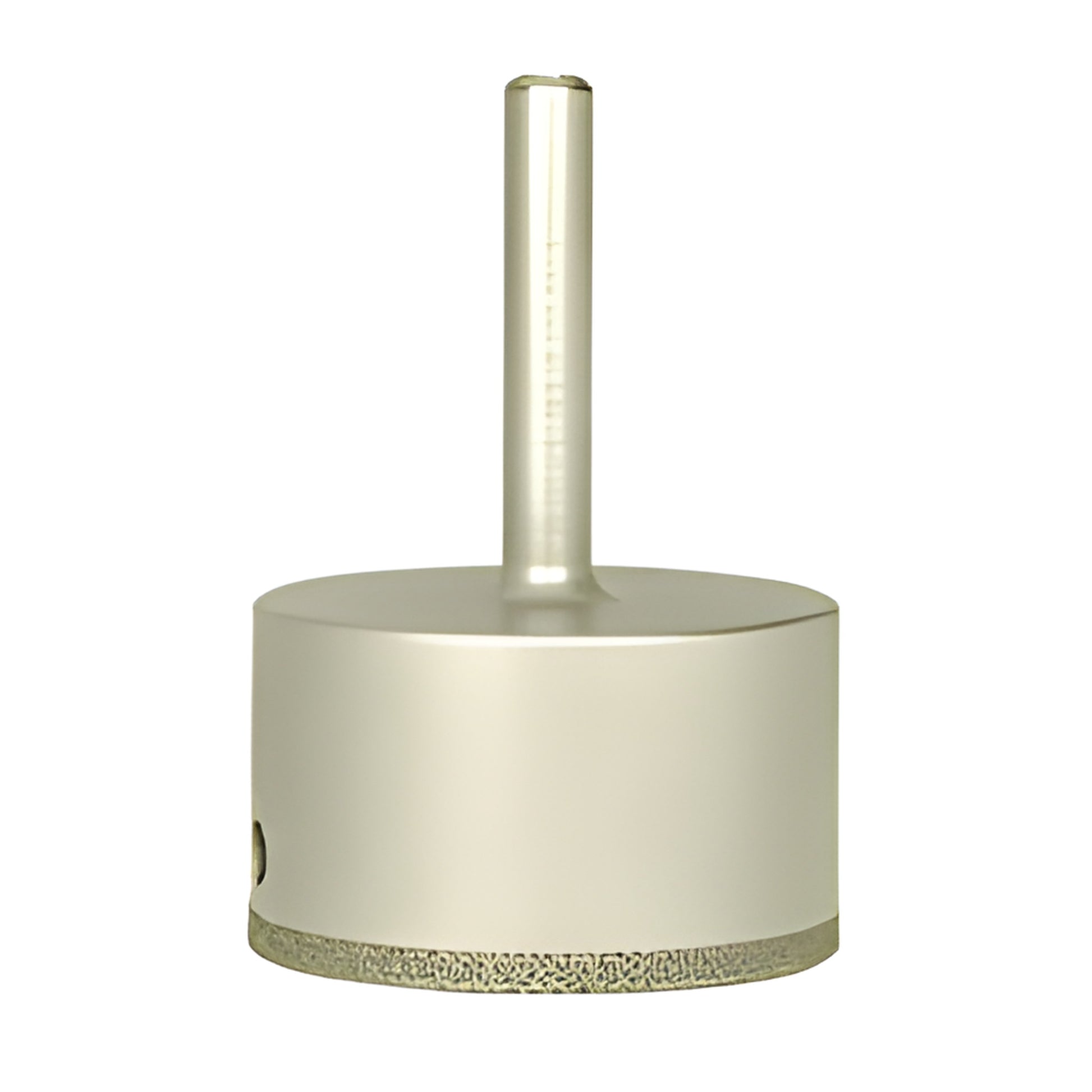 EDD60MM 60mm diamond-plated glass drill bit with 3/8in reduced round shank, smooth continuous rim.