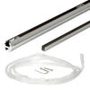 Frameless shower door header kit, bright anodized aluminum 95 in, vinyl seal and mounting hardware, SKU EHK98BA
