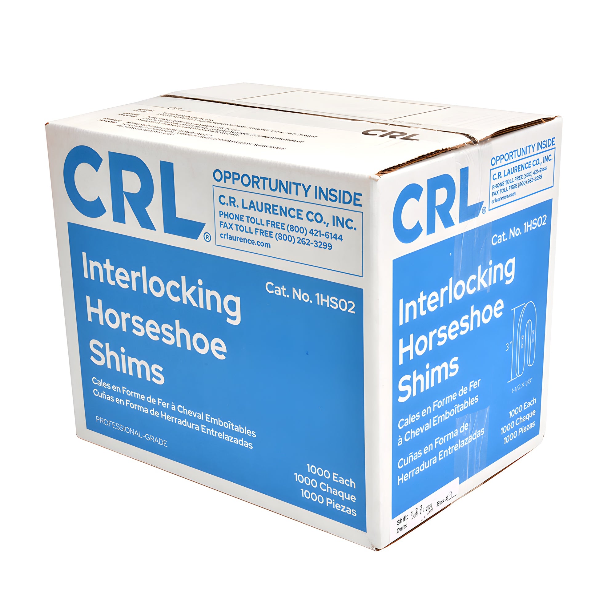 Red CRL interlocking horseshoe shim, U-shaped 3" plastic shim for doors/windows, 1/8 in thick (SKU 1HS02)