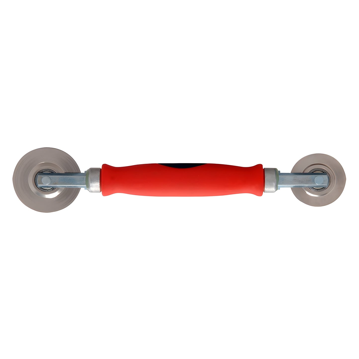 CRL CGS5K7 steel combination roller - red contoured handle with round and concave steel wheels, ball-bearing hubs.