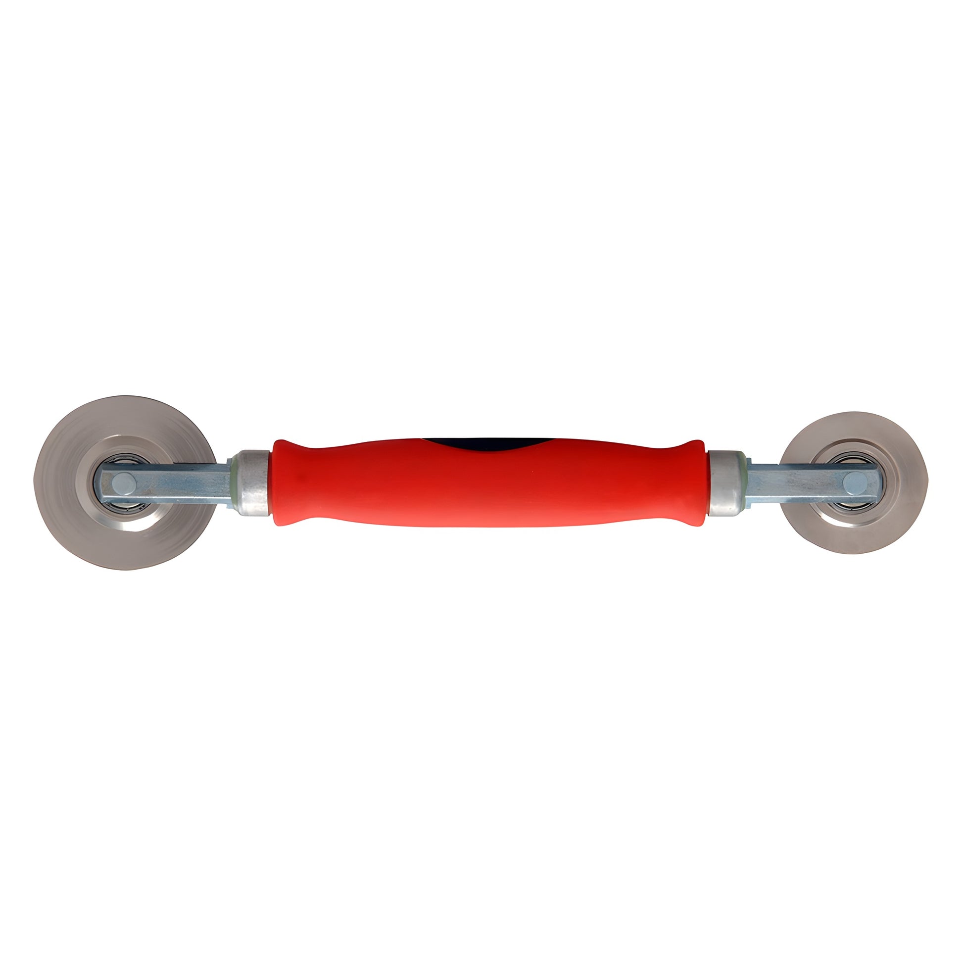 CRL CGS5K7 steel combination roller - red contoured handle with round and concave steel wheels, ball-bearing hubs.