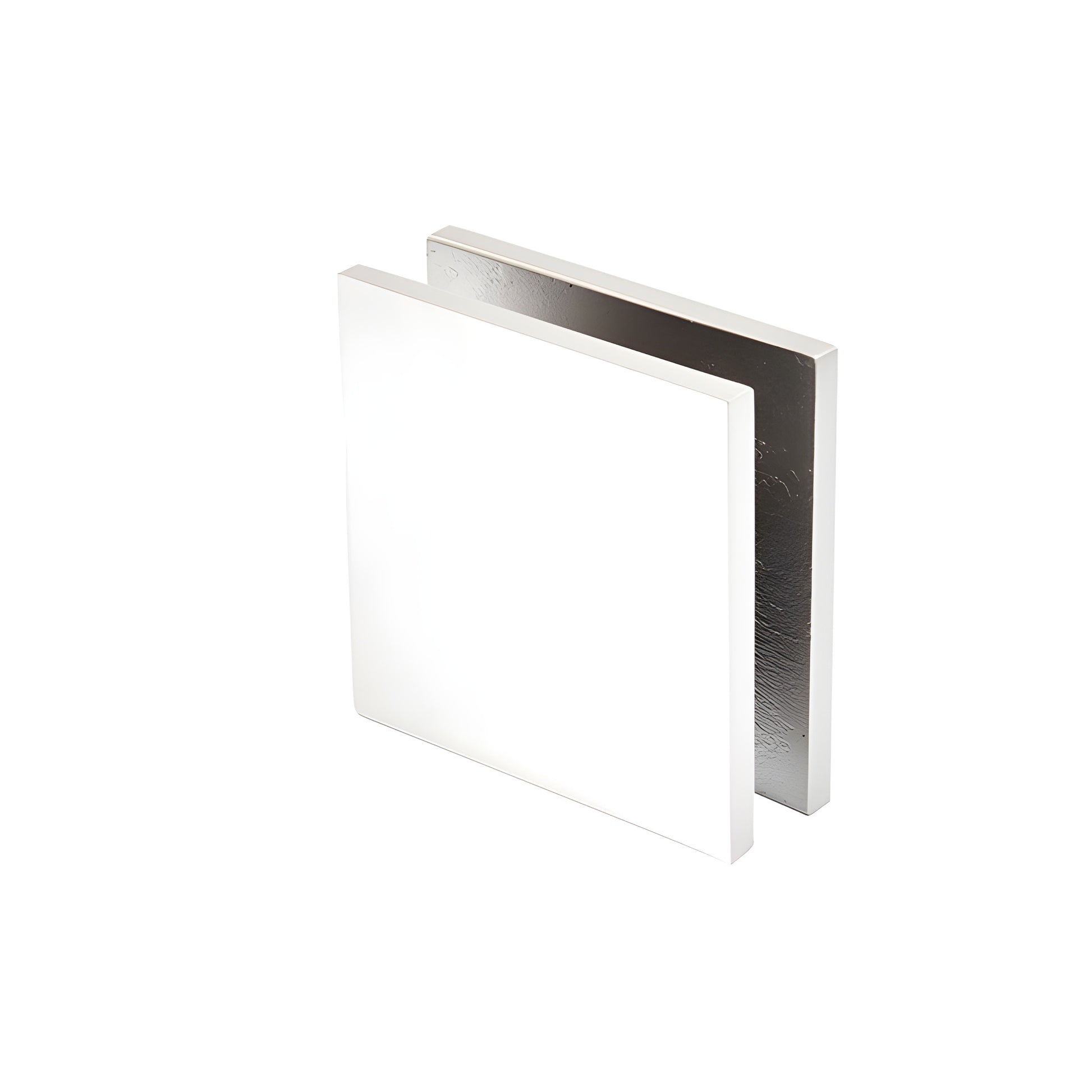 SCU4W square gloss-white wall-mount clamp for frameless shower glass, solid brass, fits 10-12mm