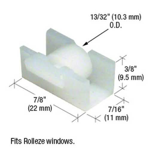 "CRL Sliding Window Roller: 13/32" Nylon Wheel for Rolleze Windows - Durable & Smooth Glid