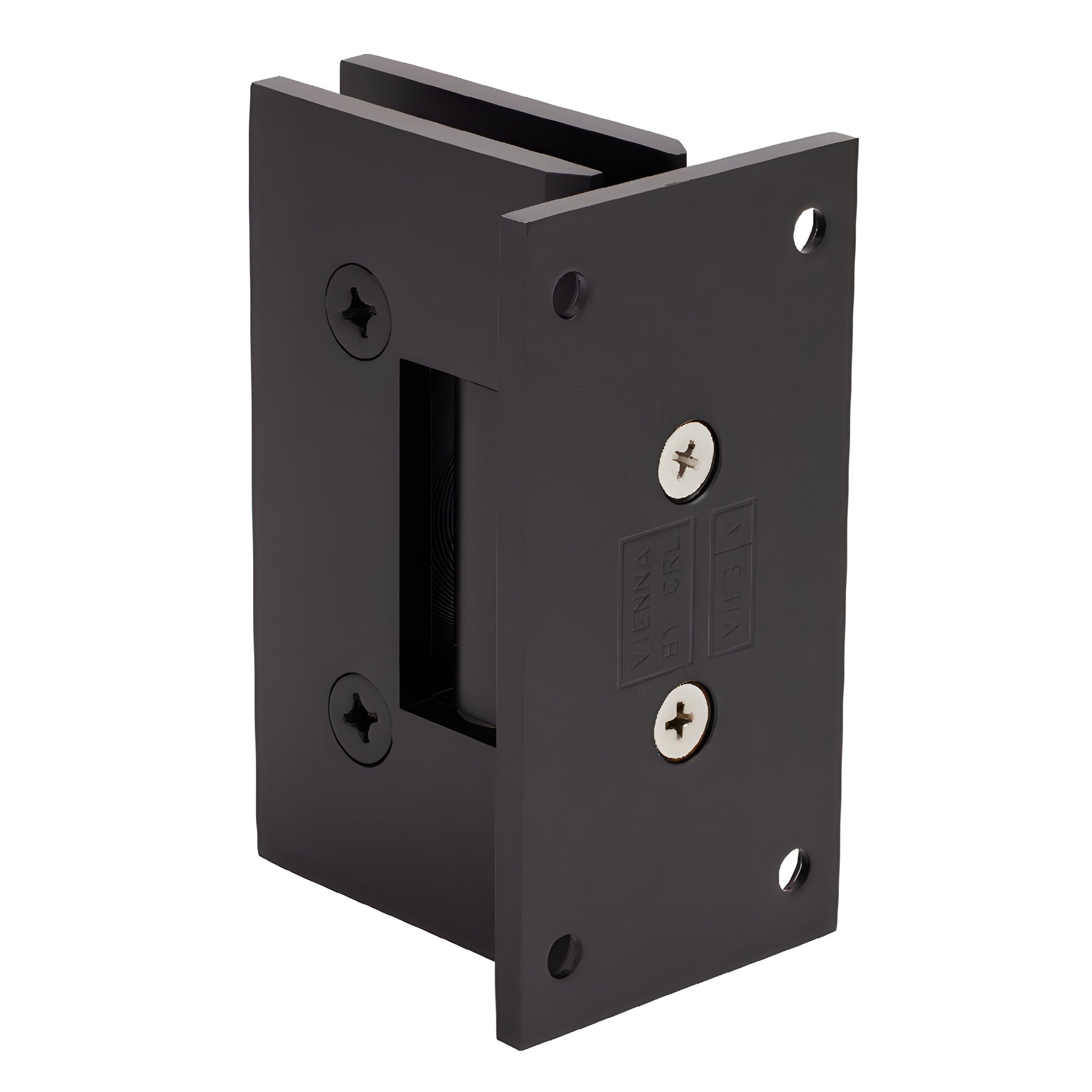 Oil-rubbed bronze Vienna positive-close shower hinge SKU V1E0670RB - solid brass wall-mount for 10-12mm tempered glass.