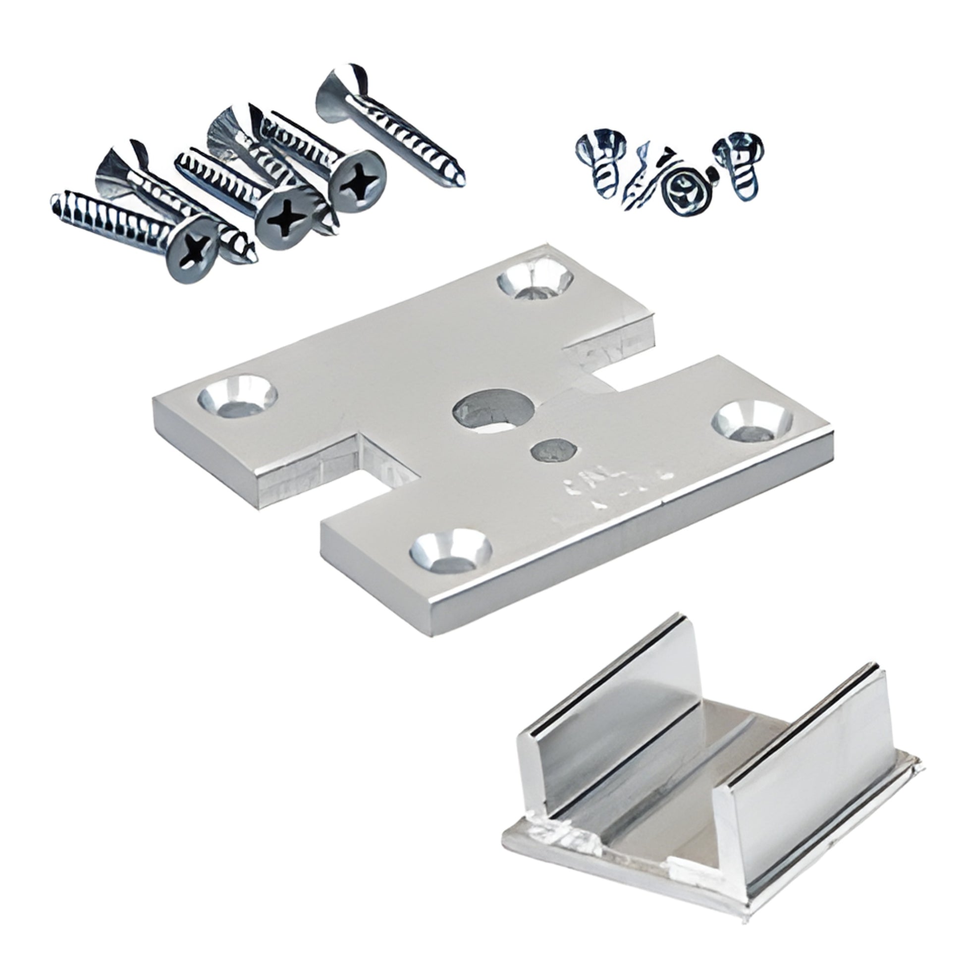 Aluminum satin-anodized 2x2 partition post base plate kit with cap and fasteners (SKU D1990AC)