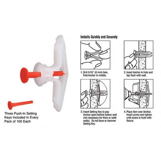 CRL Toggler® Hollow-Wall Anchors for 3/8" to 1/2" – Secure heavy items with ease.