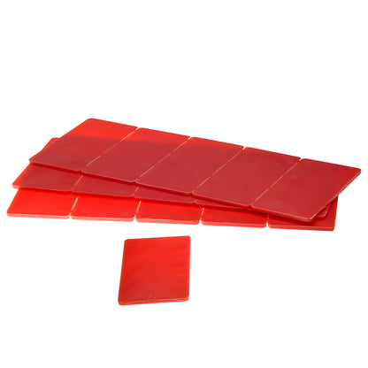 Red multipolymer 4x2 in snap-off bearing shim strips PBS08, drillable leveling shims for curtainwall/storefront.