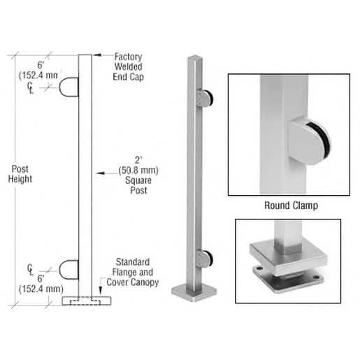 CRL Brushed Stainless Steel 42" Glass Clamp Post Railing Kit - Elegant and Durable