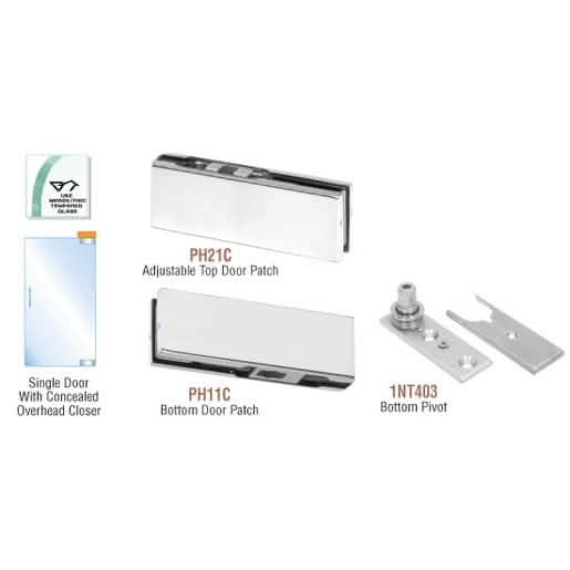 Sleek CRL Satin Anodized European Patch Door Kit for Overhead Door Closer, No Lock