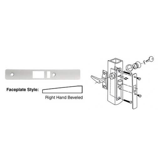 CRL Aluminum Right Hand Beveled Faceplate for DL2140 Deadlatch Locks - Secure & Durable