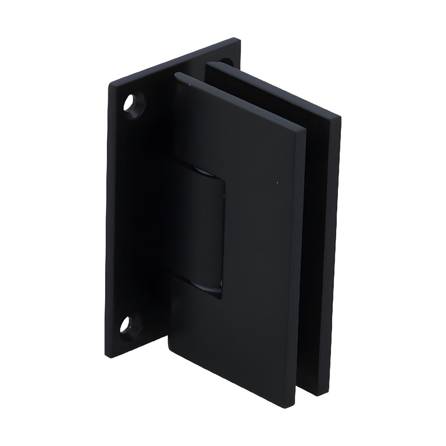 Matte black solid brass wall-mount shower door hinge for 3/8-1/2" tempered glass (Victoria VCT037MBL)