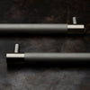 Black stainless Latitude 34 double-sided mounted cylindrical posts with connecting rod, 48in overall (LAT34LP48BLS)
