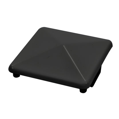 CRL 1100 Series matte black aluminum post cap (SKU PC1HBL), square pyramid top, slip-in design for glass railing posts