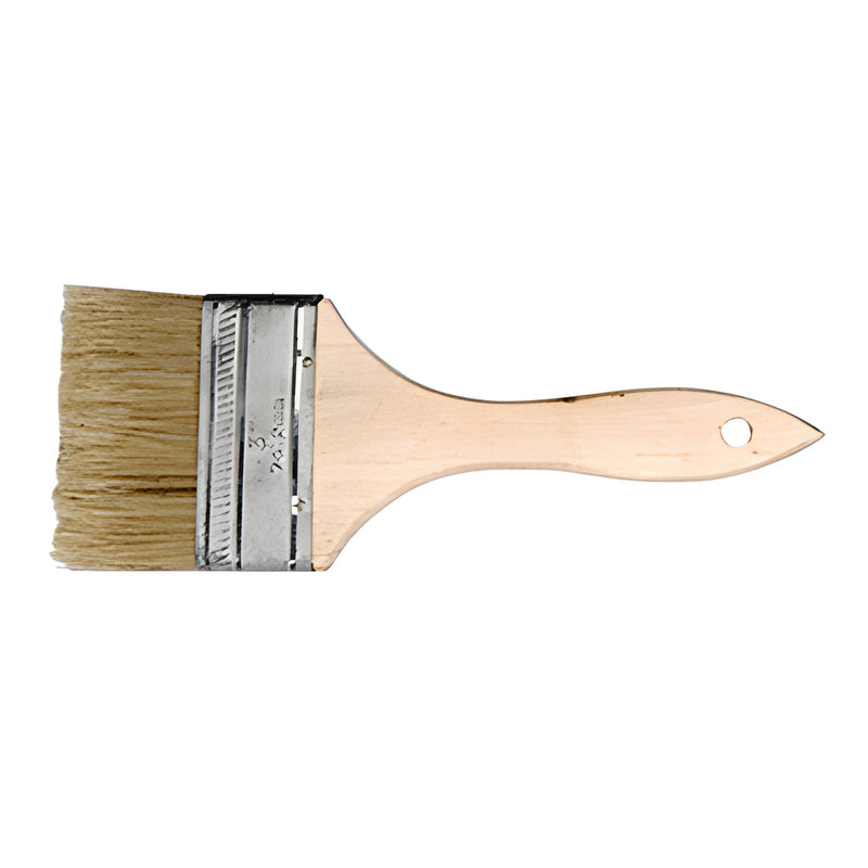 Disposable 3in utility paint brush with tapered natural bristles and wooden handle, SKU LAB2260.