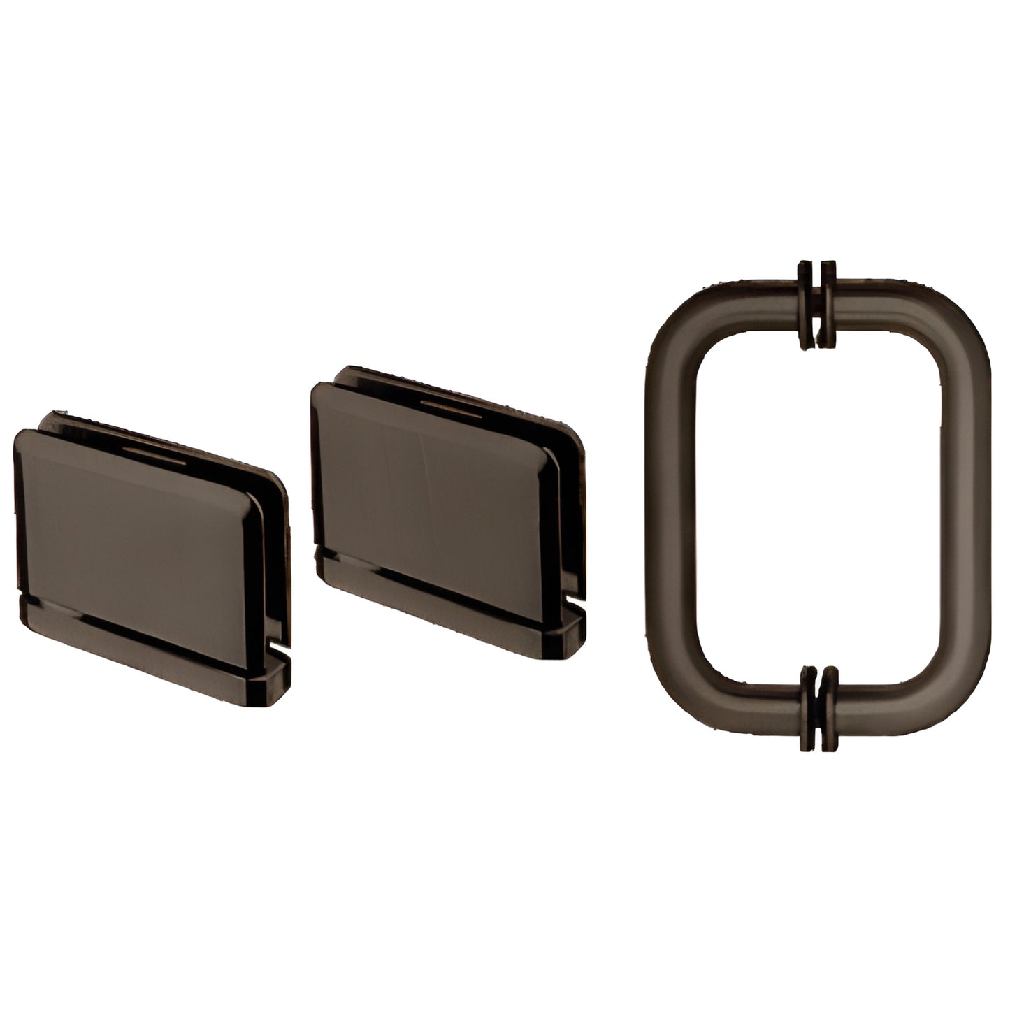 Oil rubbed bronze shower hinge and rectangular pull set (PPHS30RB) for 8-10mm tempered glass
