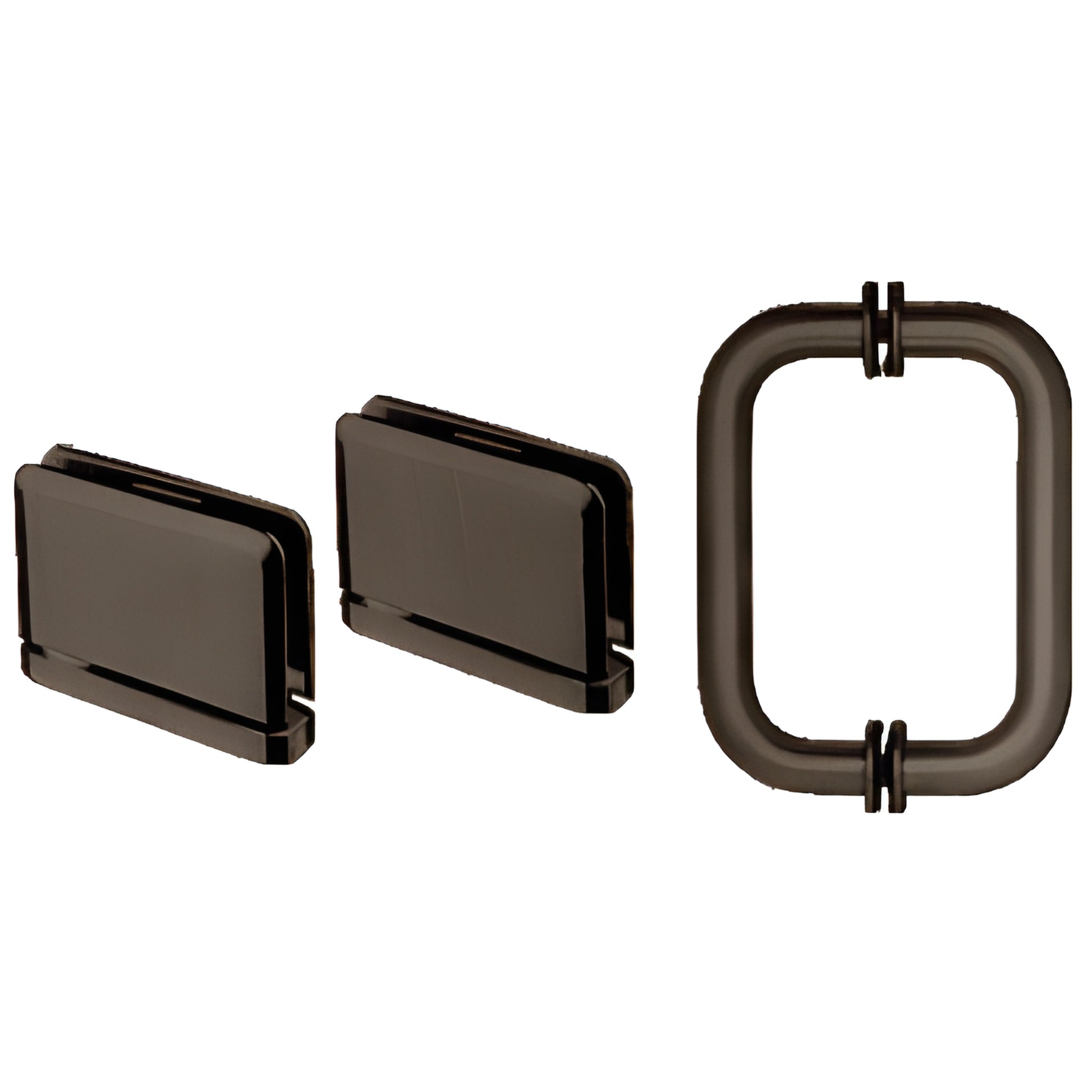 Oil rubbed bronze shower hinge and rectangular pull set (PPHS30RB) for 8-10mm tempered glass