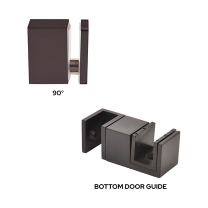 Matte black 90 accessory kit with bottom guide for Cavoli 180 stainless steel sliding shower door (SKU CAVACCKMBL)