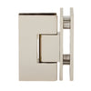 Polished nickel square Vienna glass-to-glass shower hinge for 3/8-1/2" glass, self-centering - SKU V1E092PN