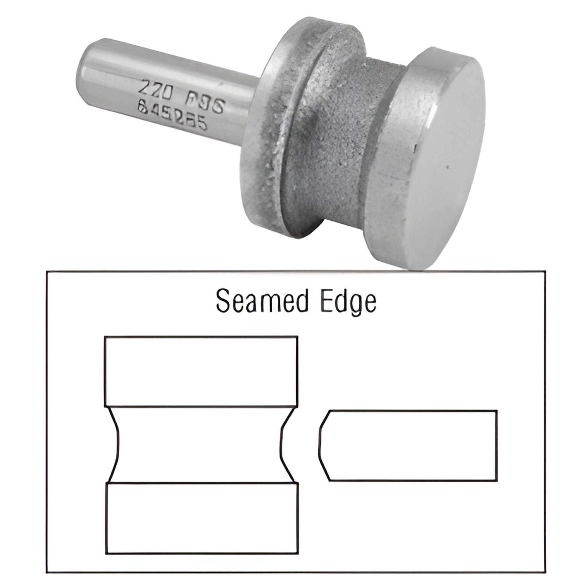 DSB14 CRL diamond grinding bit, bonded 220 grit, seamed-edge, 1/4 x 3/4 in straight shank for glass edging