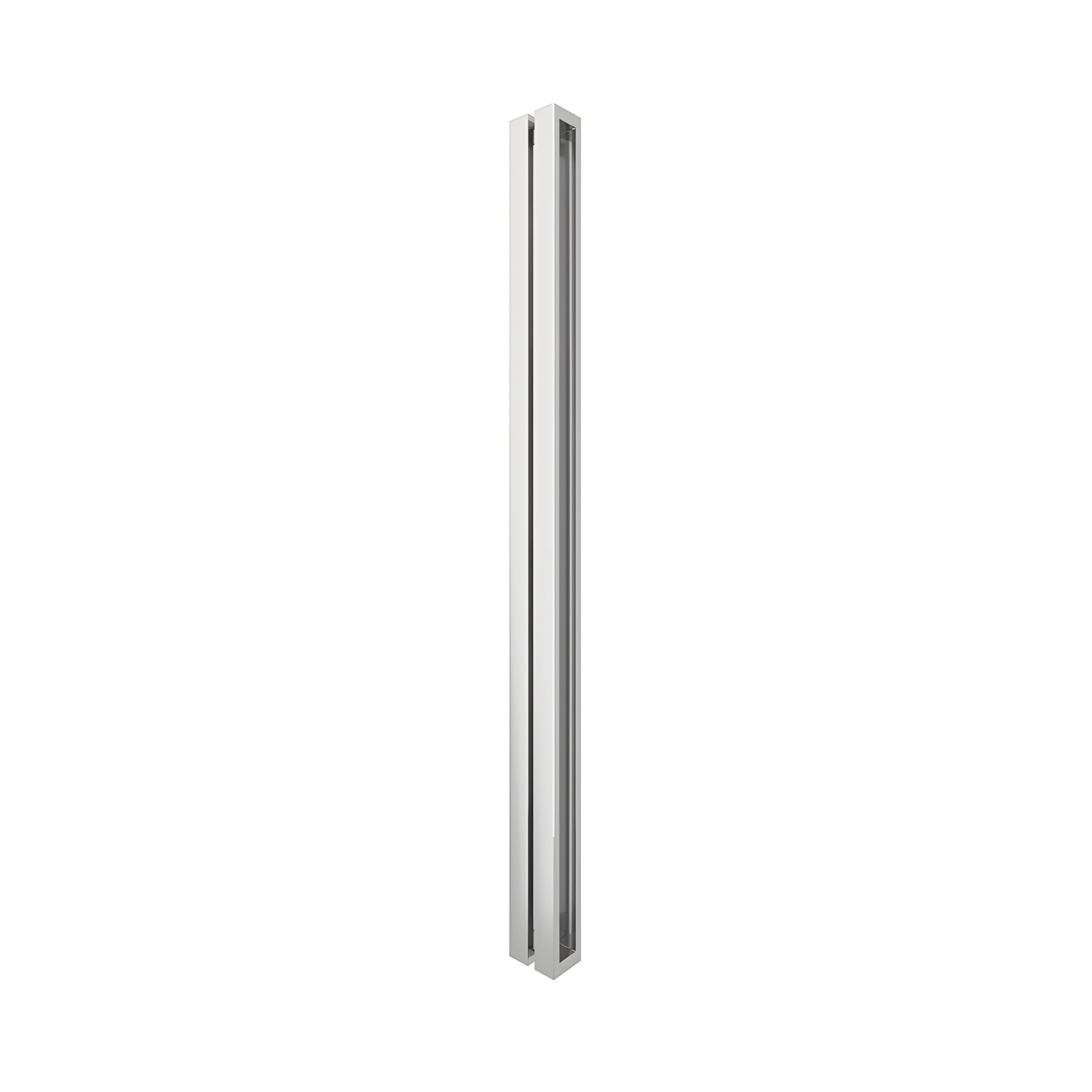 HPH480PS polished stainless steel O-style square shower handle, back-to-back for 3/8" glass.