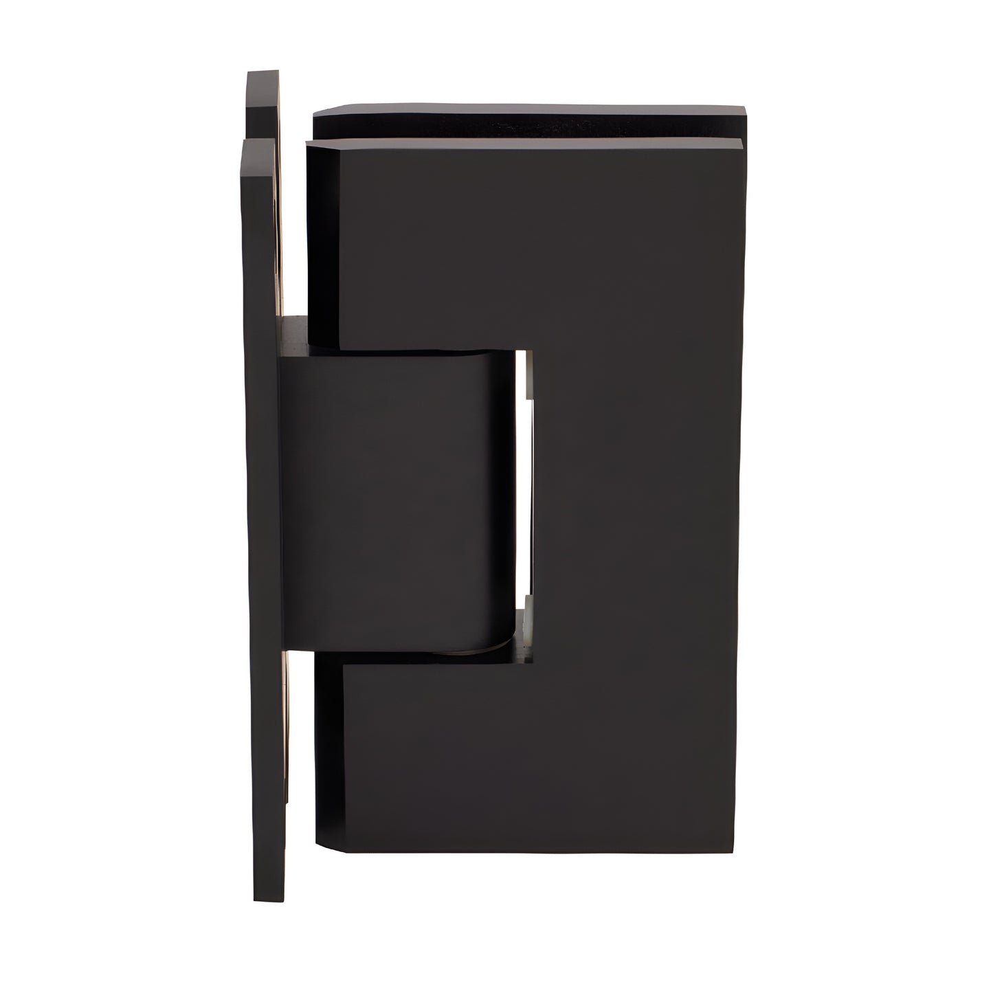 Oil rubbed bronze H plate wall hinge for frameless glass shower doors, squared Vienna design, brass construction