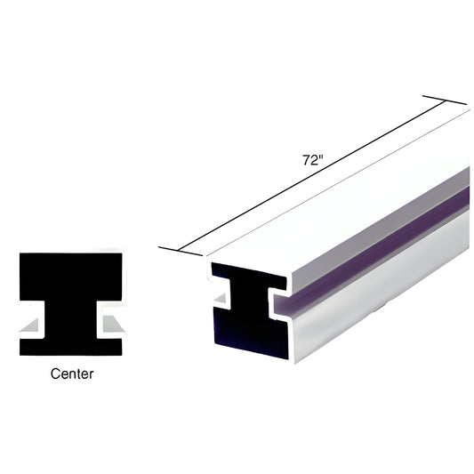72" brite anodized aluminum sculptured center post extrusion, pocket for 5.5-6mm glazing - SKU 6422020