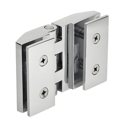 REG180CH polished chrome adjustable glass-to-glass shower hinge, solid brass, square profile