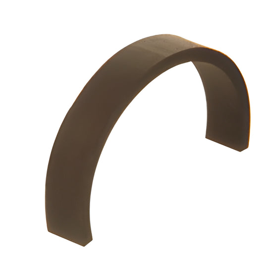 AWB38 coiled brown rubber anti-walk block, arched strip for storefront glazing, 3/8" wide x 3-7/16" long.