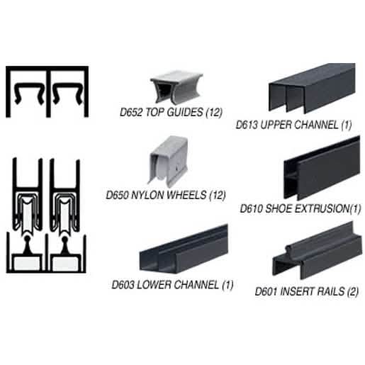 CRL Flat Black Deluxe Track Assembly with Nylon Wheels for Sliding Doors