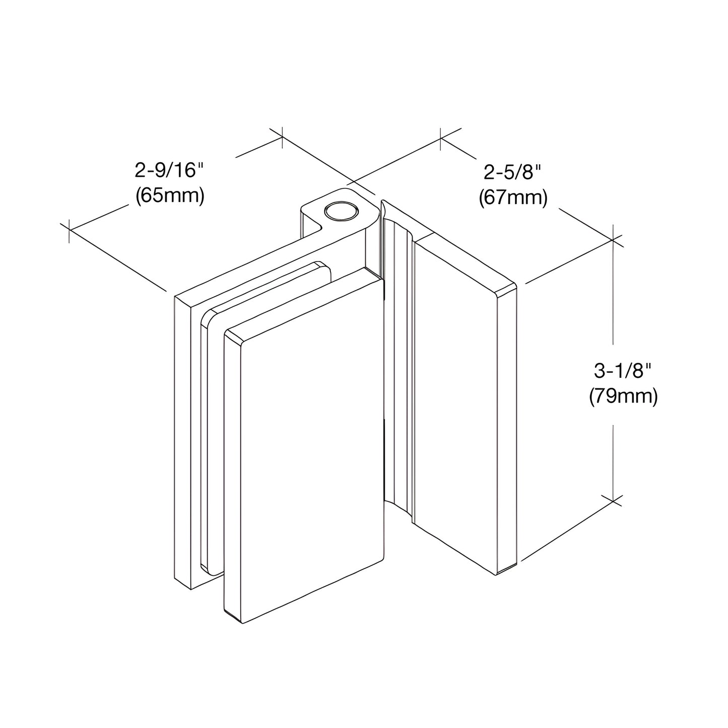 Brushed bronze wall-mount outswing hinge for 8-10mm glass doors, solid brass - SKU C0M044BBRZ