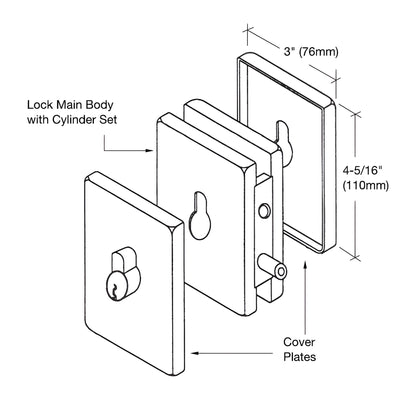 Polished stainless steel European glass-mounted patch lock SKU EUR681PS for 3/8-1/2" (10-12 mm) glass.