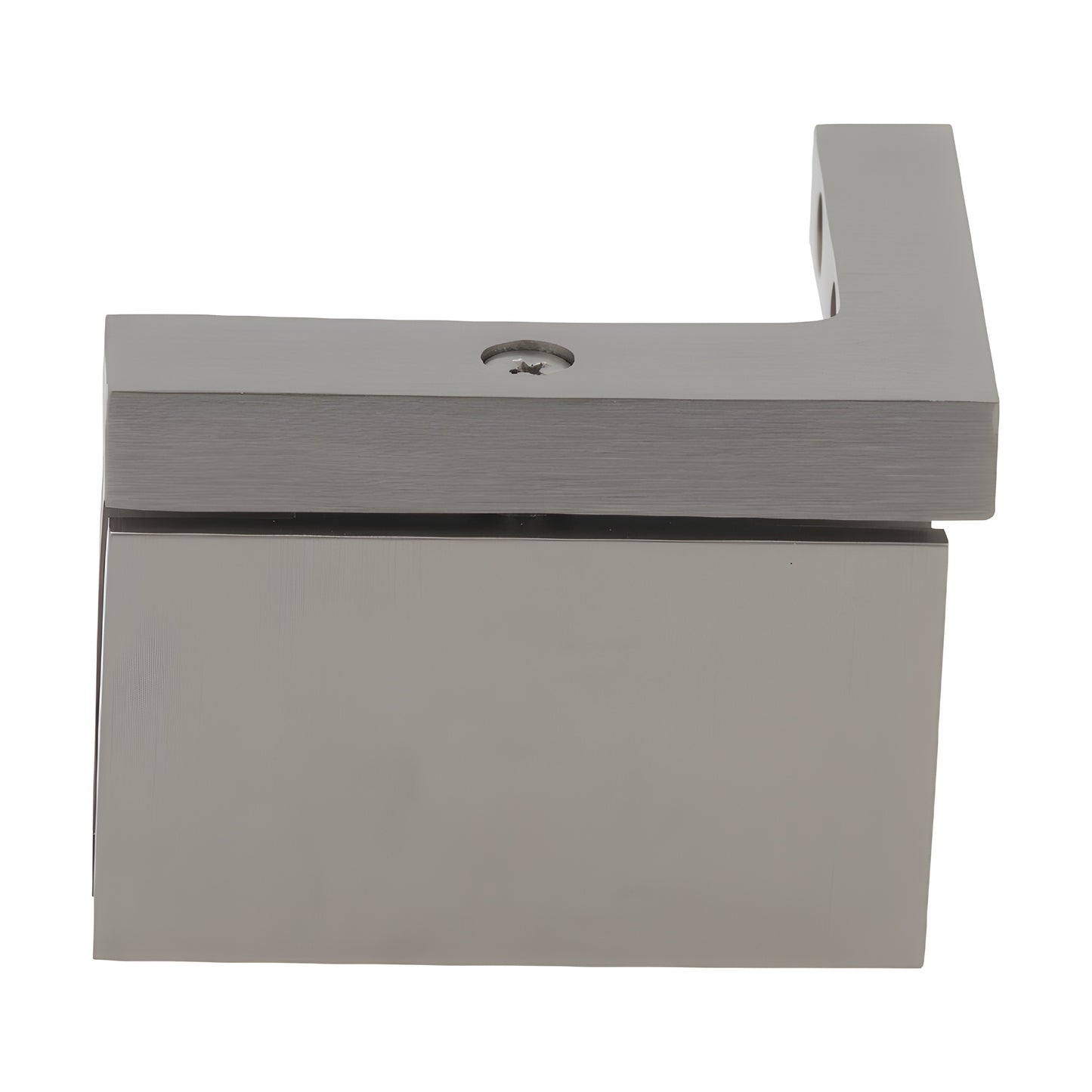 CRL Cardiff squared brushed nickel pivot hinge (right-hand) for 8-10mm glass, wall-mount shower hinge, SKU CAR05RBN