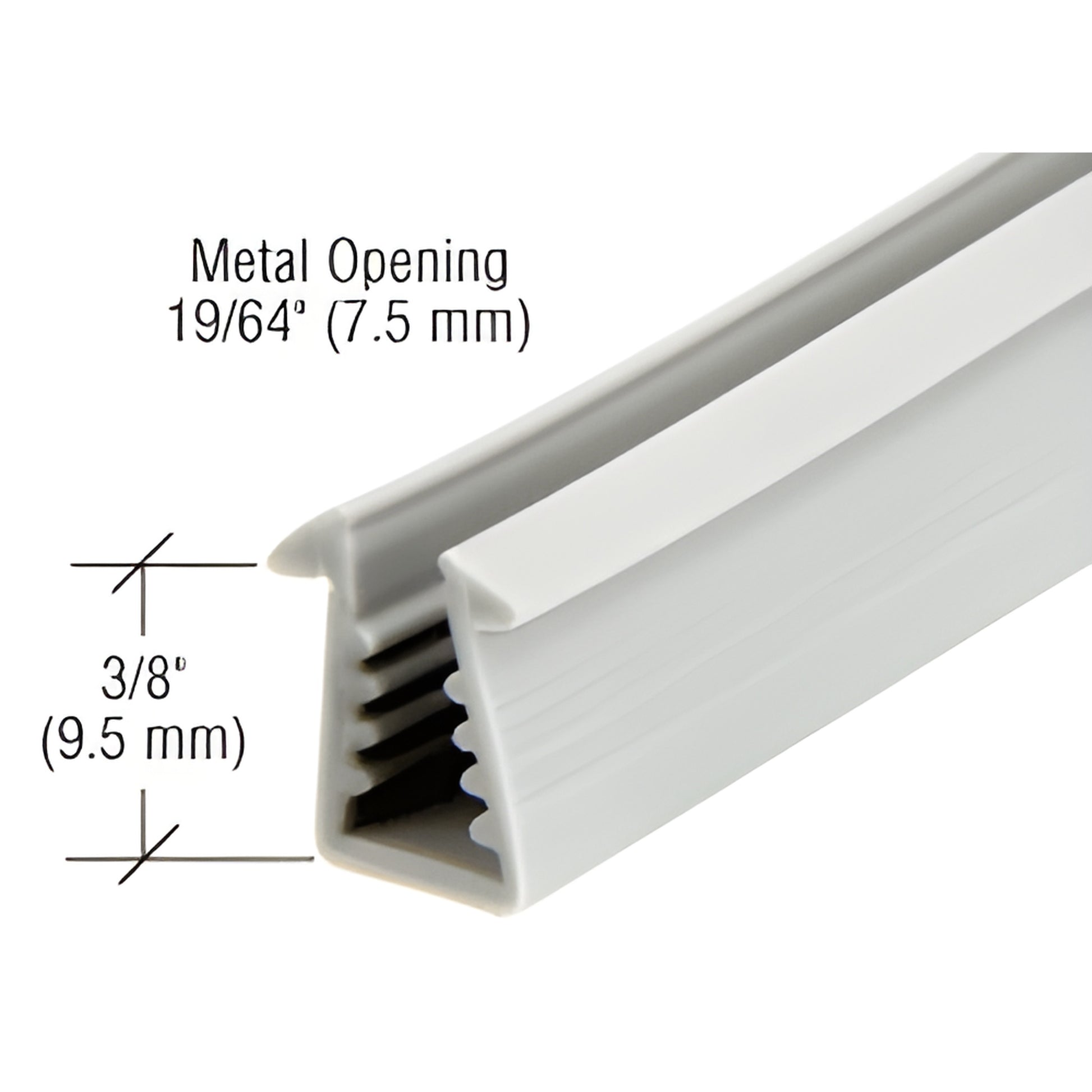 Light-gray vinyl glazing gasket SDV732M for S710 H-Bar, 3/8" height, fits 5-6 mm (7/32-1/4") glass.