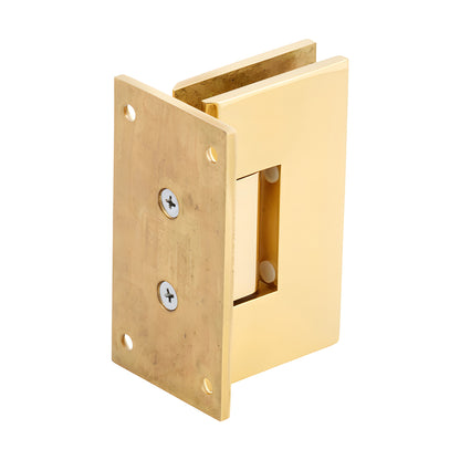 V1E037BR polished brass Vienna shower hinge, solid brass full back plate for 3/8-1/2" (10-12 mm) glass