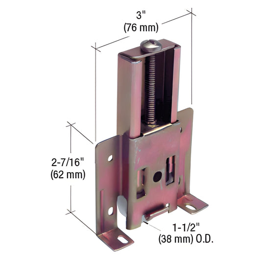 Adjustable CRL mirror wardrobe roller with 1-1/2" concave nylon wheel and stamped steel bracket, fits Cox Series 21/22 (SKU N