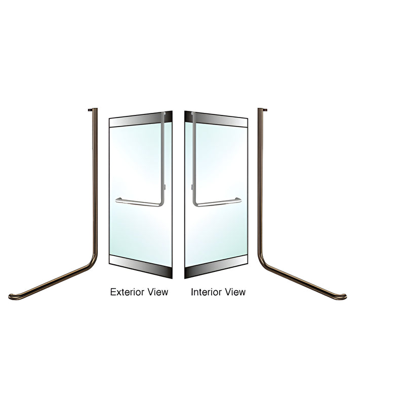 Oil rubbed bronze DRS rail-mount tubular panic handle for 1/2 in glass doors, left-hand reverse - SKU DH100D4R0RB